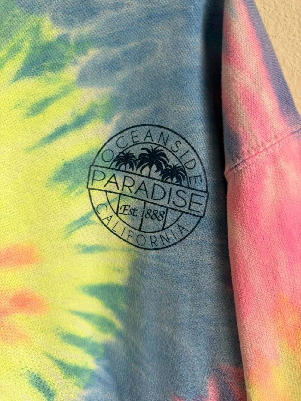 ESY Surf Co. Oceanside Paradise California Tie-Dye Hoodie Size L - Picture 3 of 8